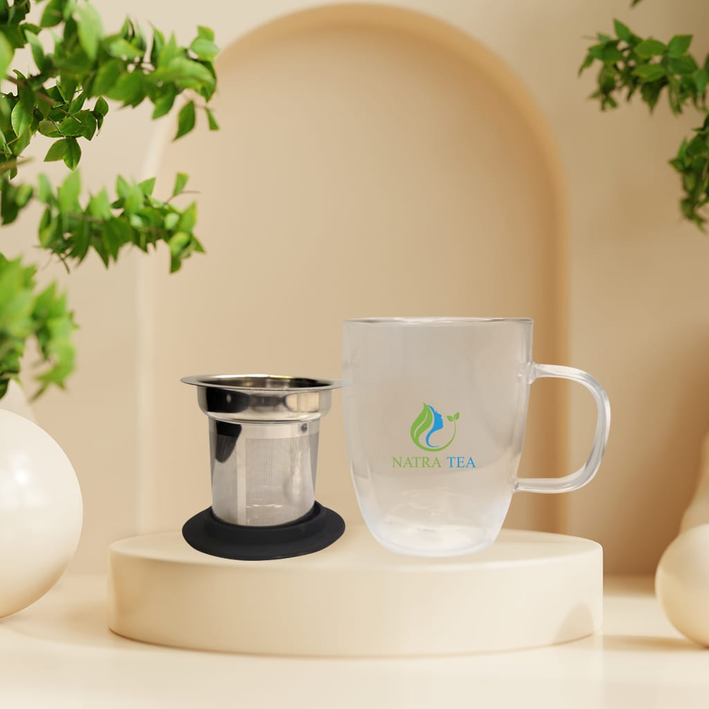 Glass Tea Cup With Infuser And Lid