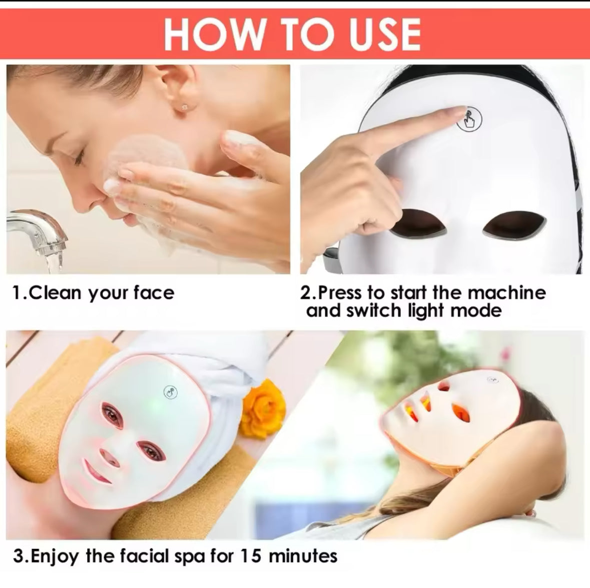 7-1 Colors LED Facial Skin Care Mask, Led Face Mask Light Therapy